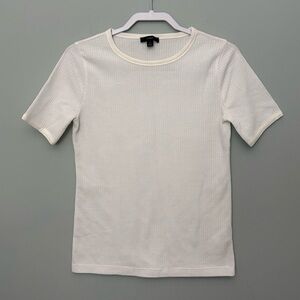 J.Crew White Waffle-Knit Short-Sleeve Top Size S